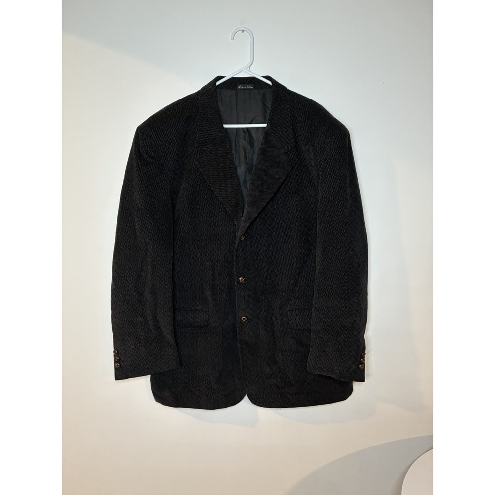 Zagato Corduroy Blazer Jacket Men's 44R Cotton Casual Sport Coat Black Texture